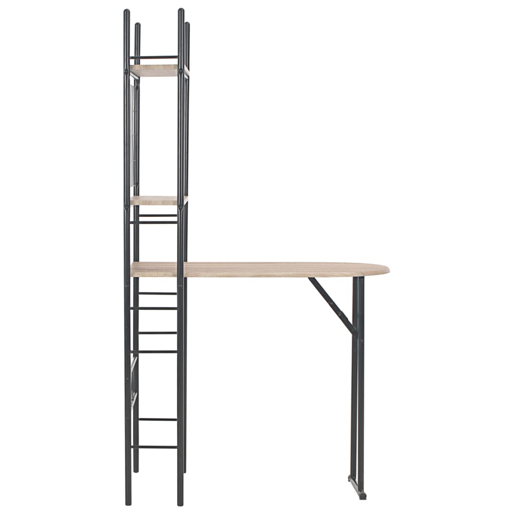 Set Tavolo e Sedie Pieghevoli con Scaffale 3 pz MDF e Acciaio cod mxl 9352