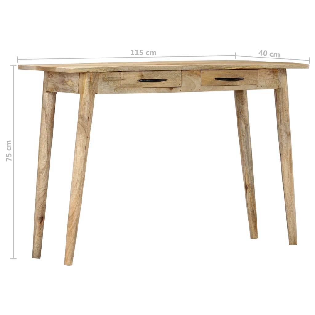 Tavolo Consolle 115x40x75 cm in Legno Massello di Mango Grezzo