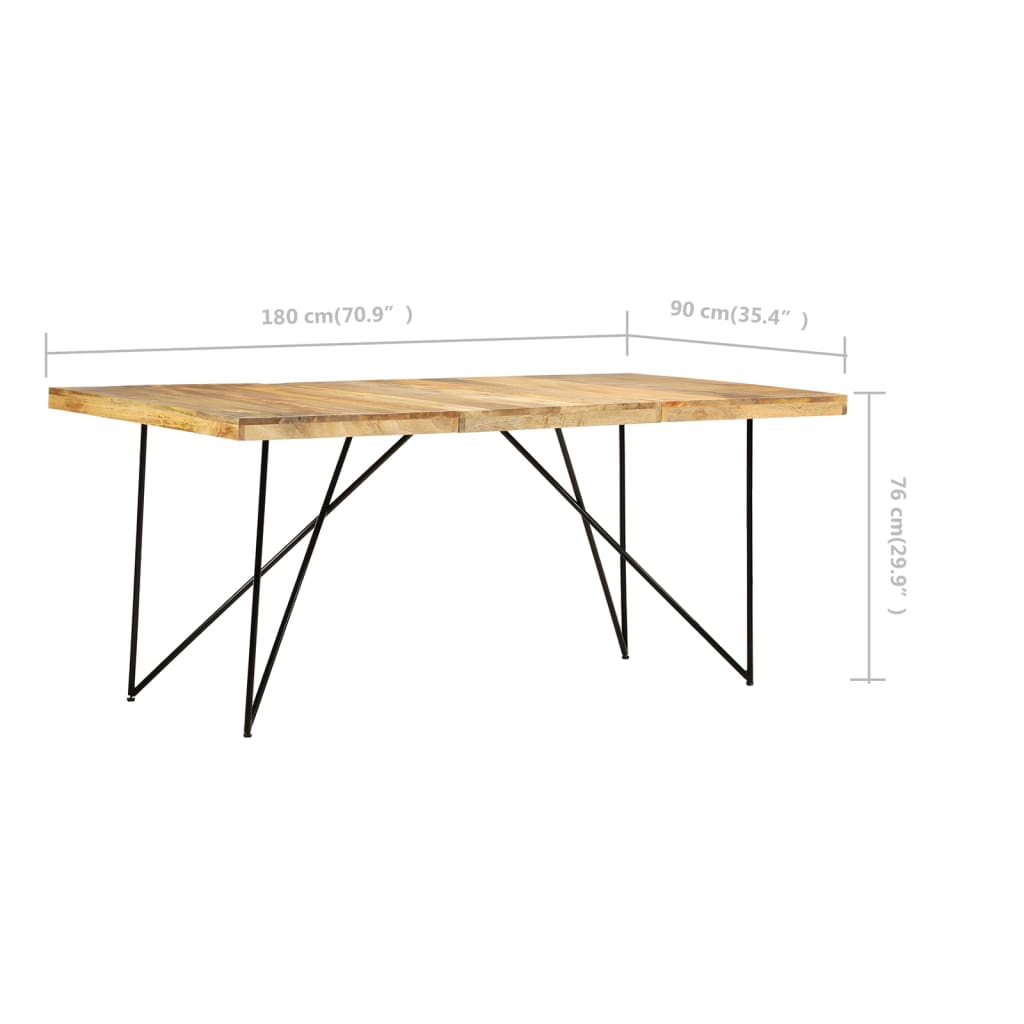 Tavolo da Pranzo 180x90x76 cm in Legno Massello di Mango  cod mxl 27954