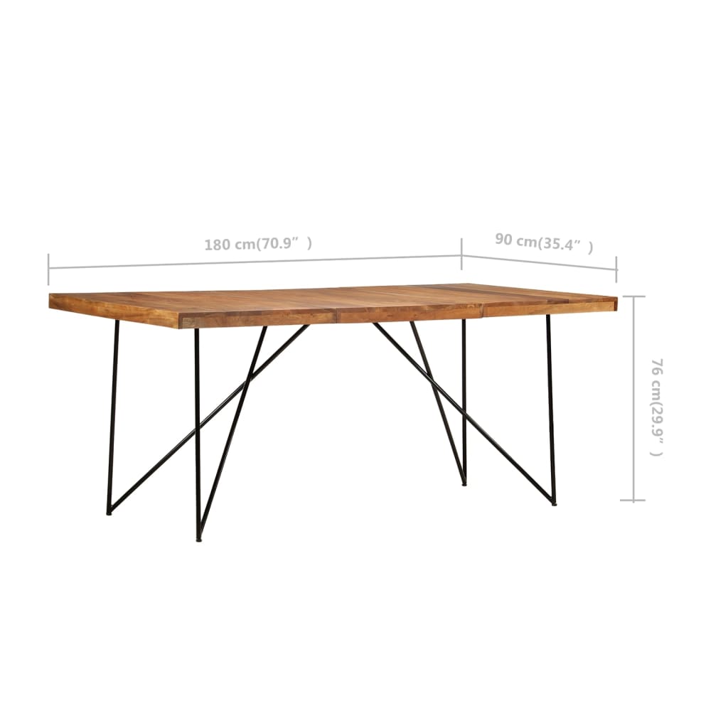 Tavolo da Pranzo 180x90x76 cm in Legno Massello di Acacia cod mxl 23305