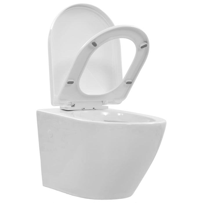 WC Sospeso con Design Senza Bordi in Ceramica Bianca 145237