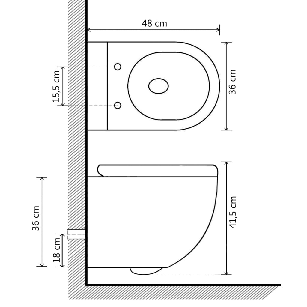 WC Sospeso con Design Senza Bordi in Ceramica Bianca 145237