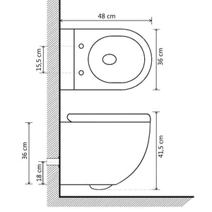 WC Sospeso con Design Senza Bordi in Ceramica Bianca 145237