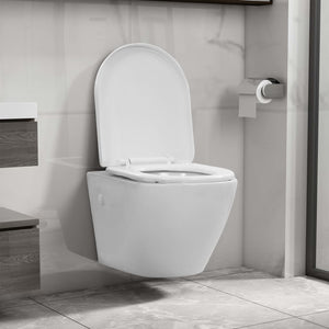 WC Sospeso con Design Senza Bordi in Ceramica Bianca 145237