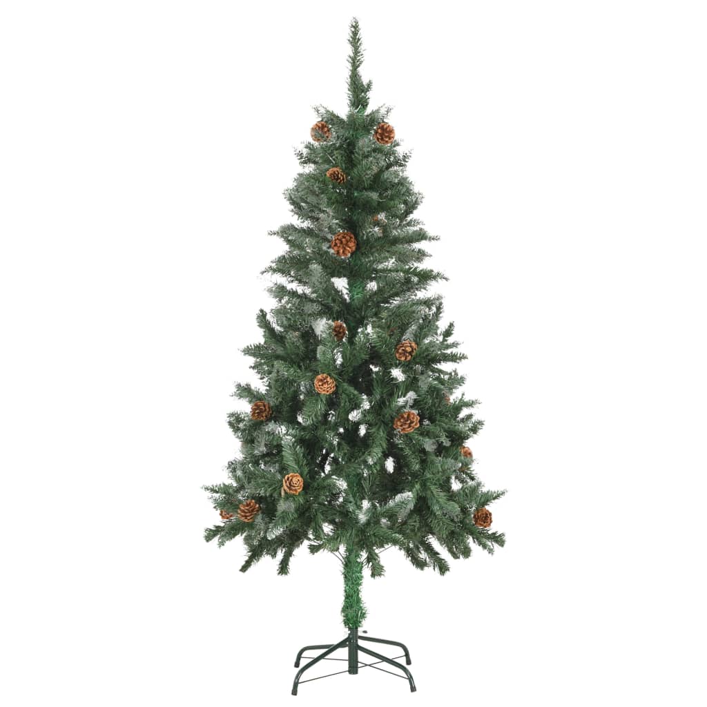 Albero di Natale Artificiale Pigne e Brillantini Bianchi 150 cm