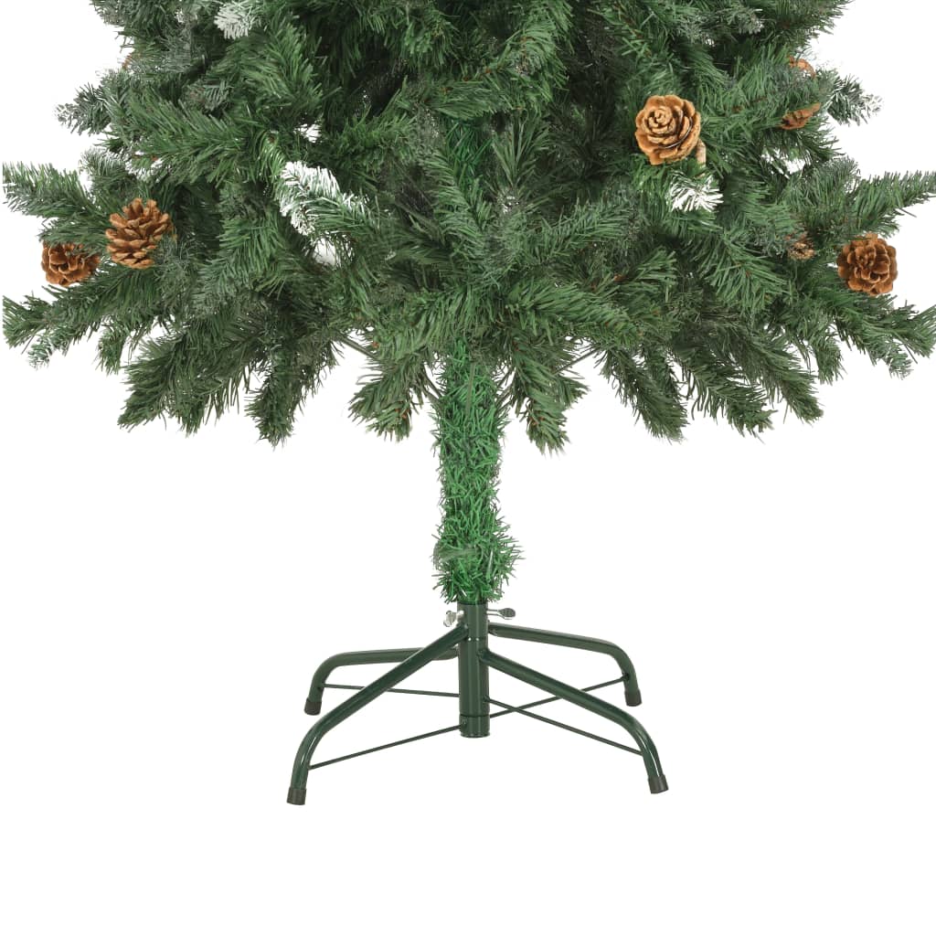 Albero di Natale Artificiale Pigne e Brillantini Bianchi 150 cm