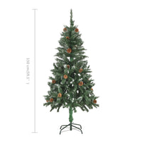 Albero di Natale Artificiale Pigne e Brillantini Bianchi 150 cm