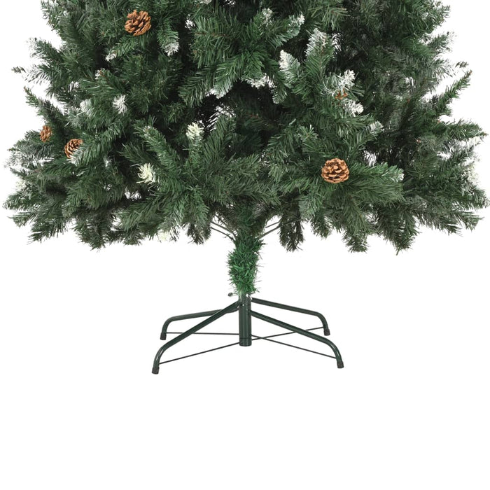 Albero di Natale Artificiale Pigne e Brillantini Bianchi 210 cm