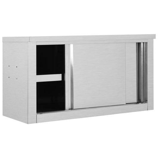 Armadio da Cucina con Ante Scorrevoli 90x40x50cm Acciaio Inox cod mxl 121192