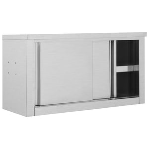 Armadio da Cucina con Ante Scorrevoli 90x40x50cm Acciaio Inox cod mxl 121192