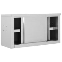 Armadio da Cucina con Ante Scorrevoli 90x40x50cm Acciaio Inox 51052