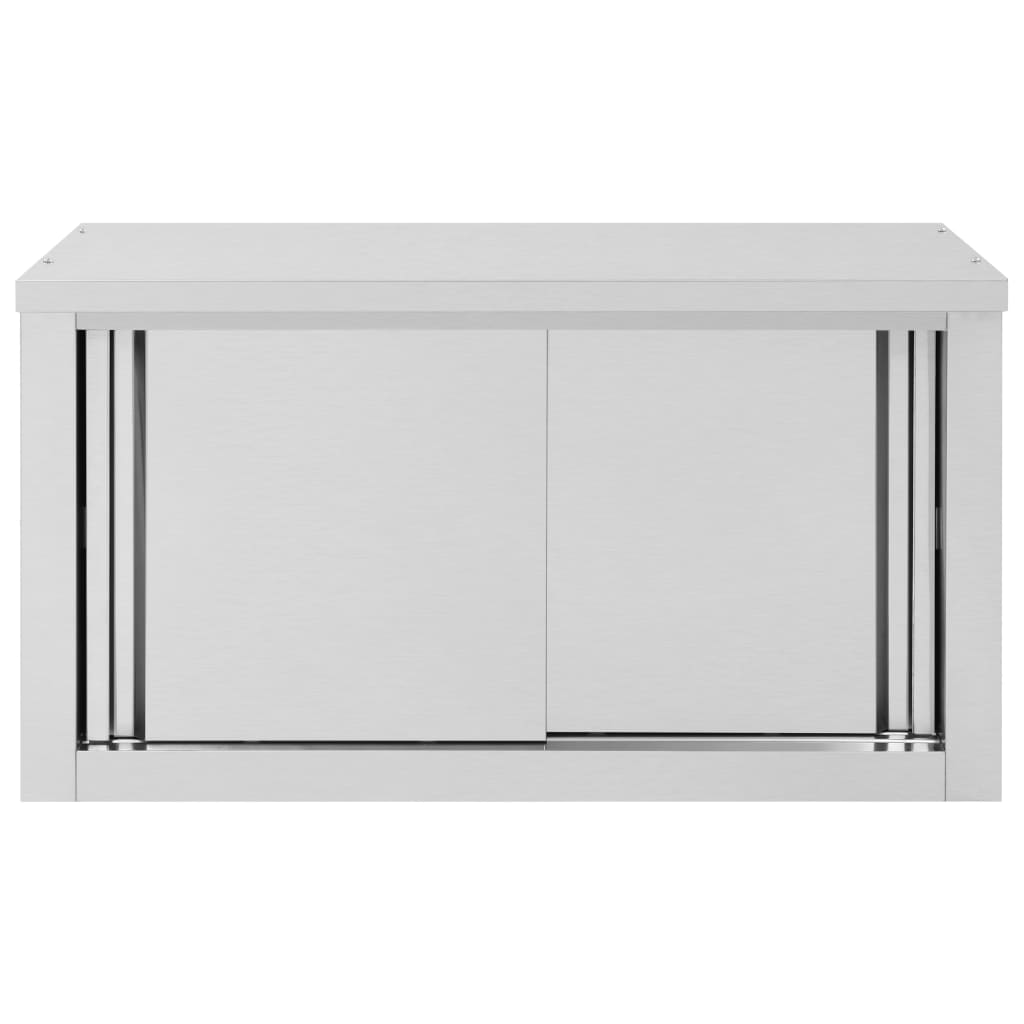 Armadio da Cucina con Ante Scorrevoli 90x40x50cm Acciaio Inox 51052