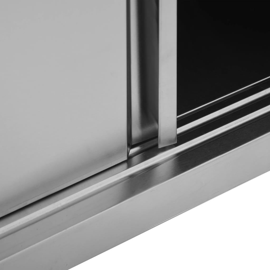 Armadio da Cucina con Ante Scorrevoli 90x40x50cm Acciaio Inox 51052