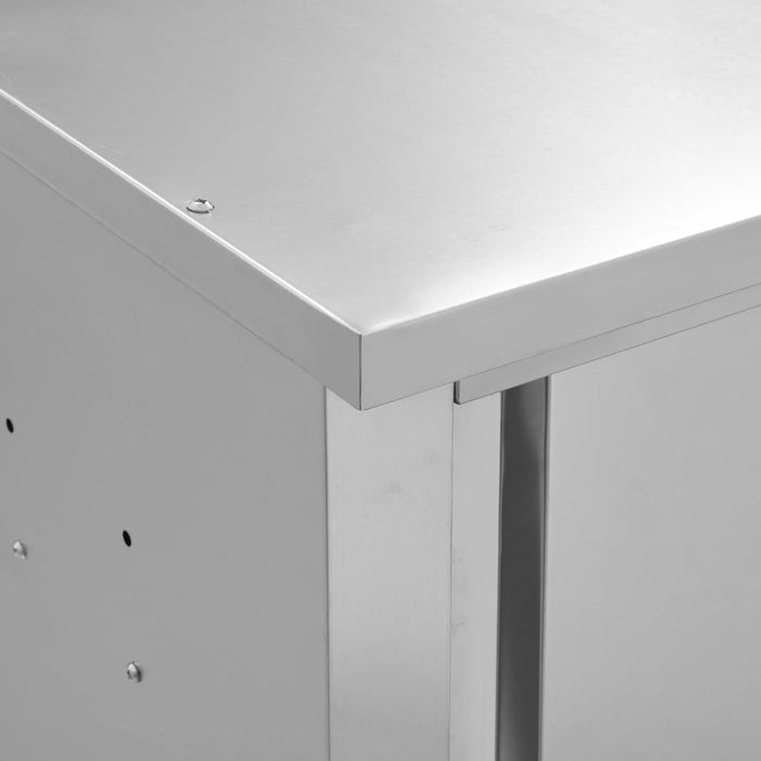 Armadio da Cucina con Ante Scorrevoli 90x40x50cm Acciaio Inox 51052