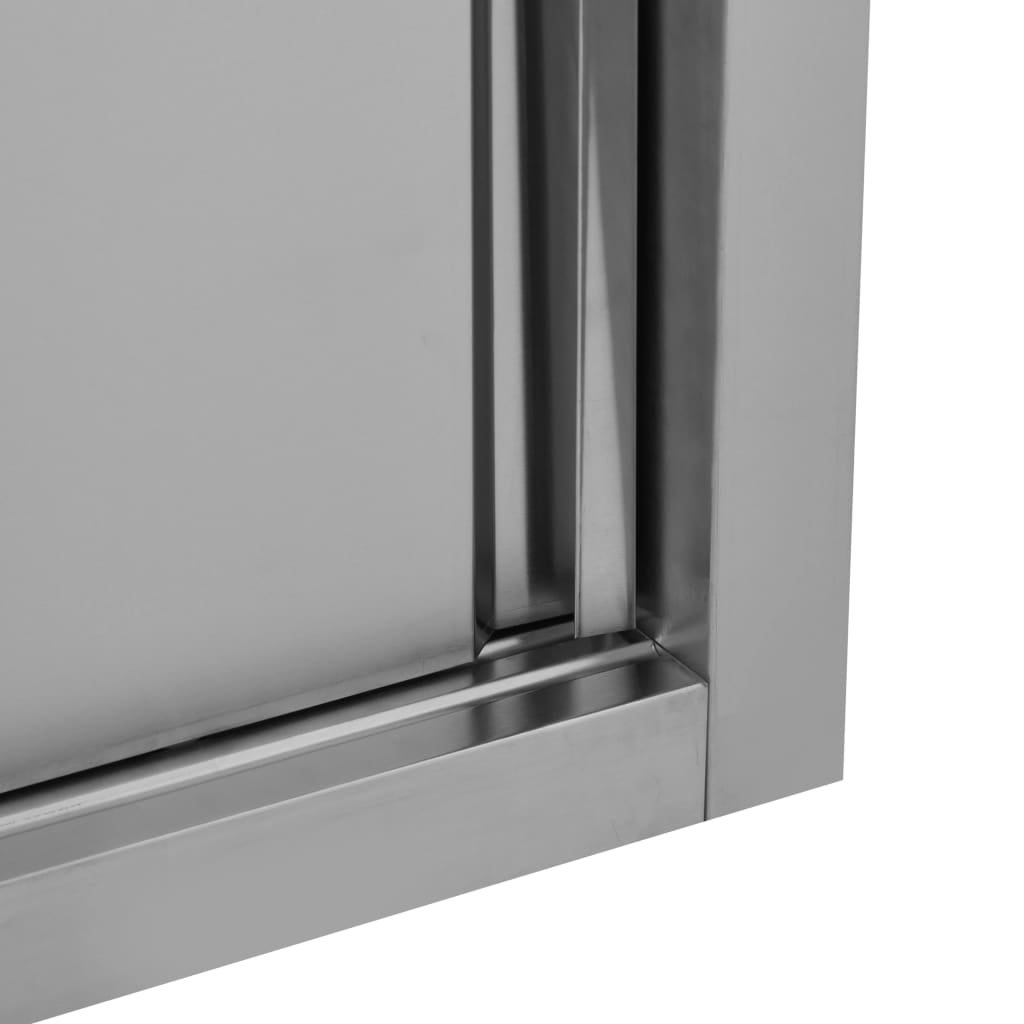 Armadio da Cucina con Ante Scorrevoli 90x40x50cm Acciaio Inox 51052