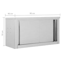 Armadio da Cucina con Ante Scorrevoli 90x40x50cm Acciaio Inox 51052