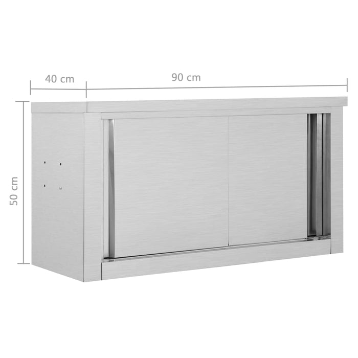 Armadio da Cucina con Ante Scorrevoli 90x40x50cm Acciaio Inox 51052