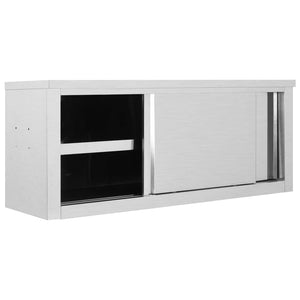 Armadio da Cucina ad Ante Scorrevoli 120x40x50cm Acciaio Inox 51053