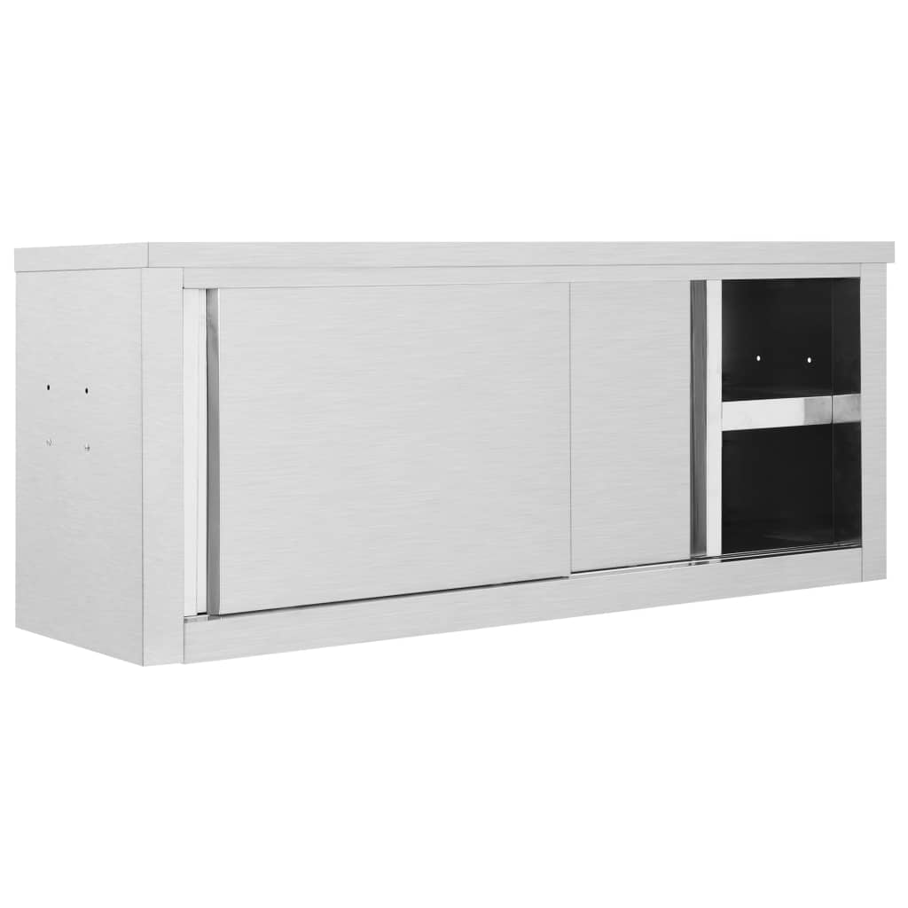 Armadio da Cucina ad Ante Scorrevoli 120x40x50cm Acciaio Inox 51053