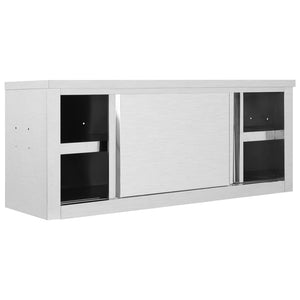 Armadio da Cucina ad Ante Scorrevoli 120x40x50cm Acciaio Inox 51053