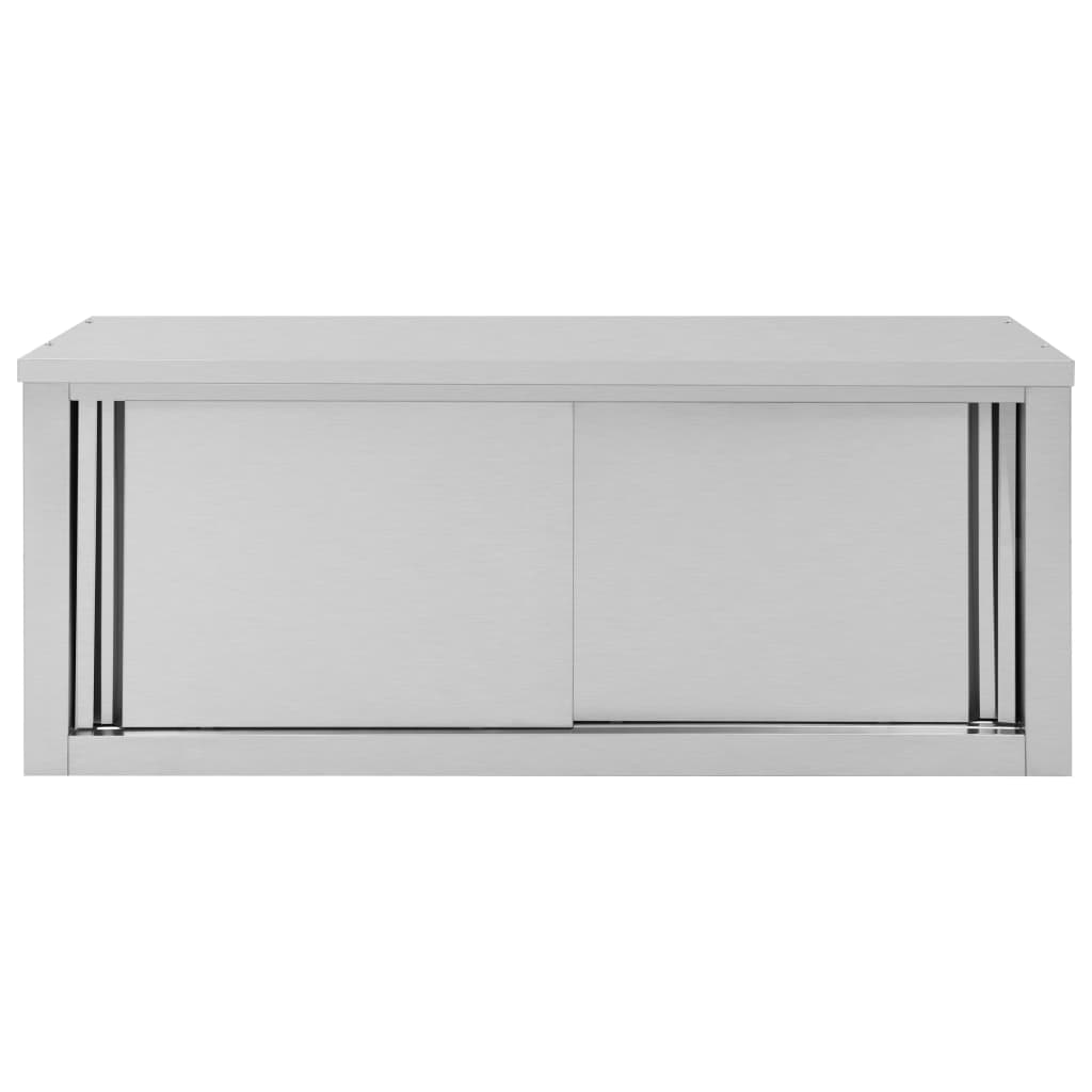 Armadio da Cucina ad Ante Scorrevoli 120x40x50cm Acciaio Inox 51053