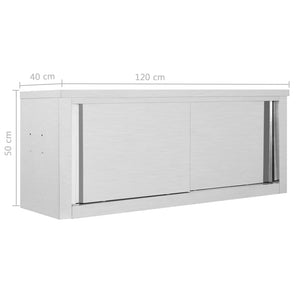 Armadio da Cucina ad Ante Scorrevoli 120x40x50cm Acciaio Inox 51053