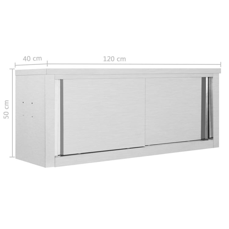 Armadio da Cucina ad Ante Scorrevoli 120x40x50cm Acciaio Inox 51053