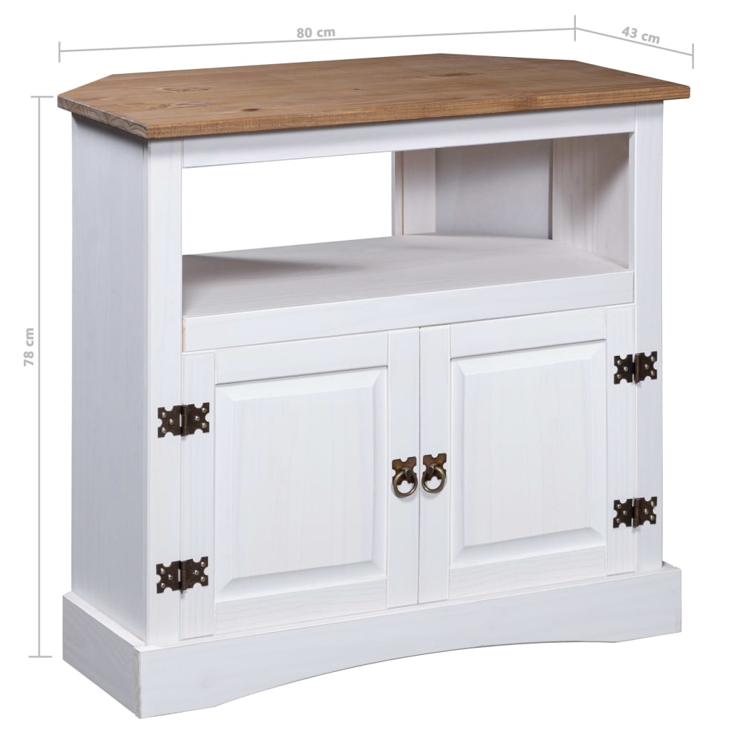 Tavolo Console in Pino Messicano Corona Bianco 80x43x78 cm 282630