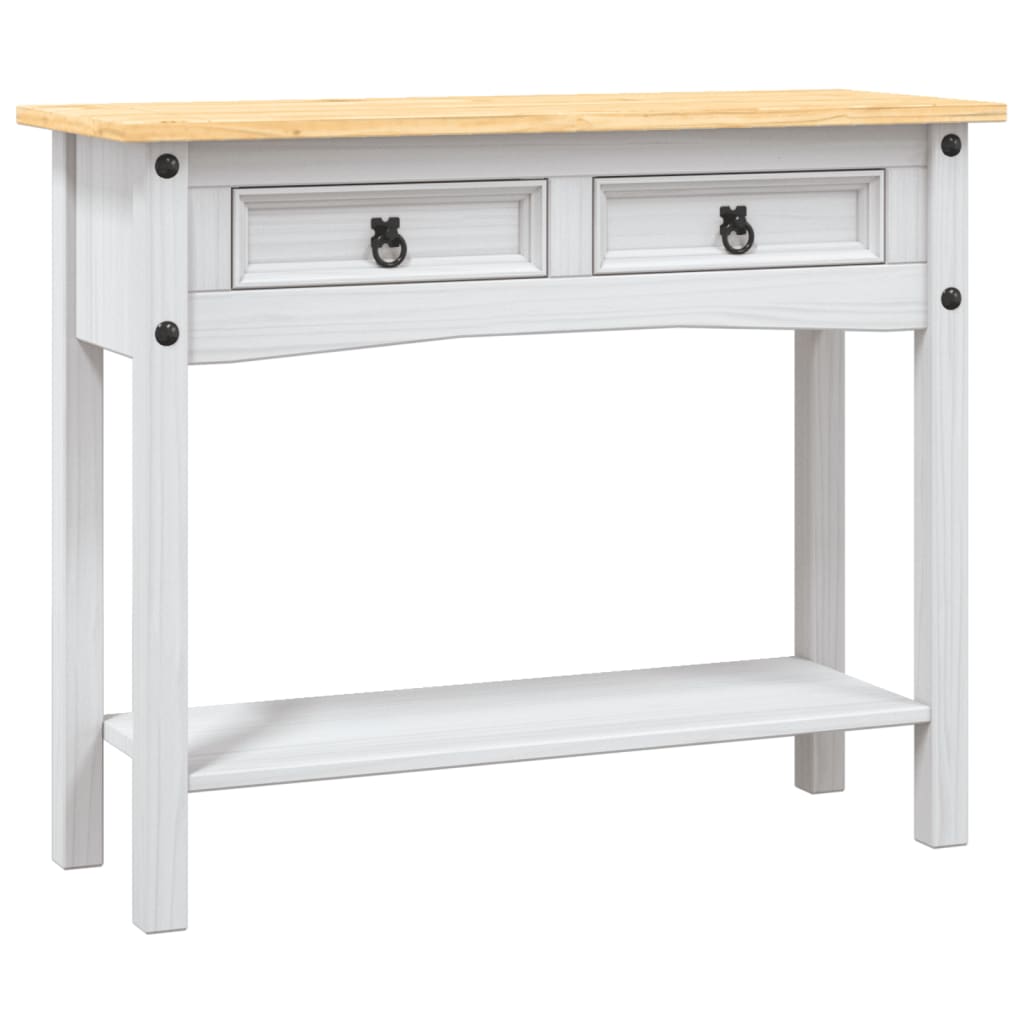 Tavolo Console in Pino Messicano Corona Bianco 90x34,5x73 cm 282646