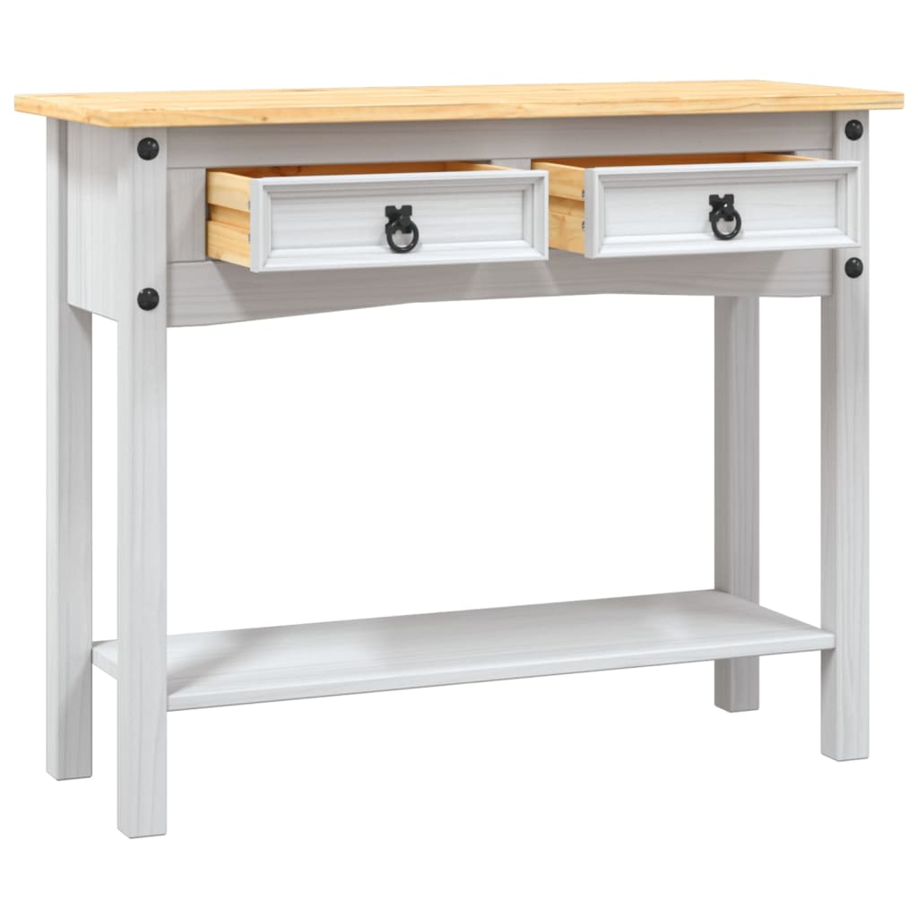 Tavolo Console in Pino Messicano Corona Bianco 90x34,5x73 cm 282646