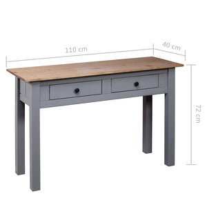 Tavolo Consolle Grigio 110x40x72 cm Legno Massello Pino Panama