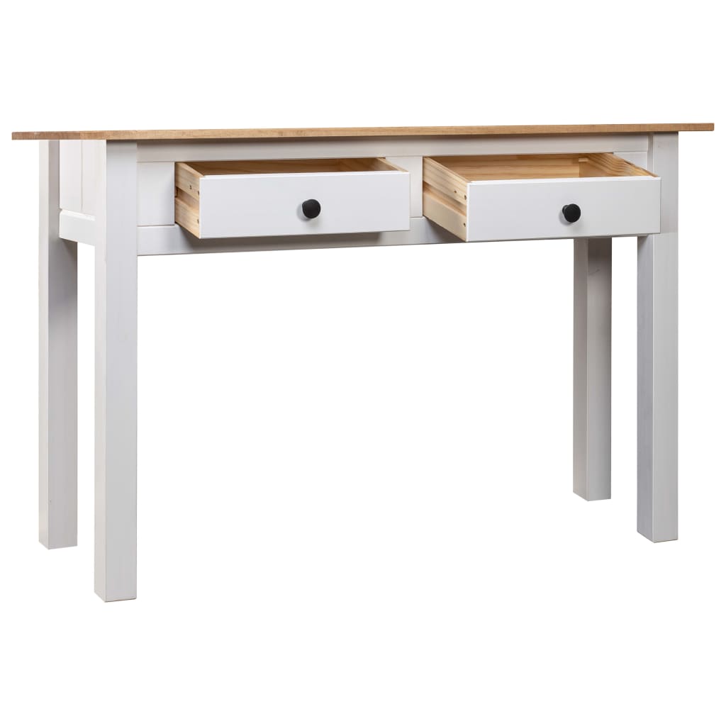 Tavolo Consolle Bianco 110x40x72 cm Legno Massello Pino Panama 282681