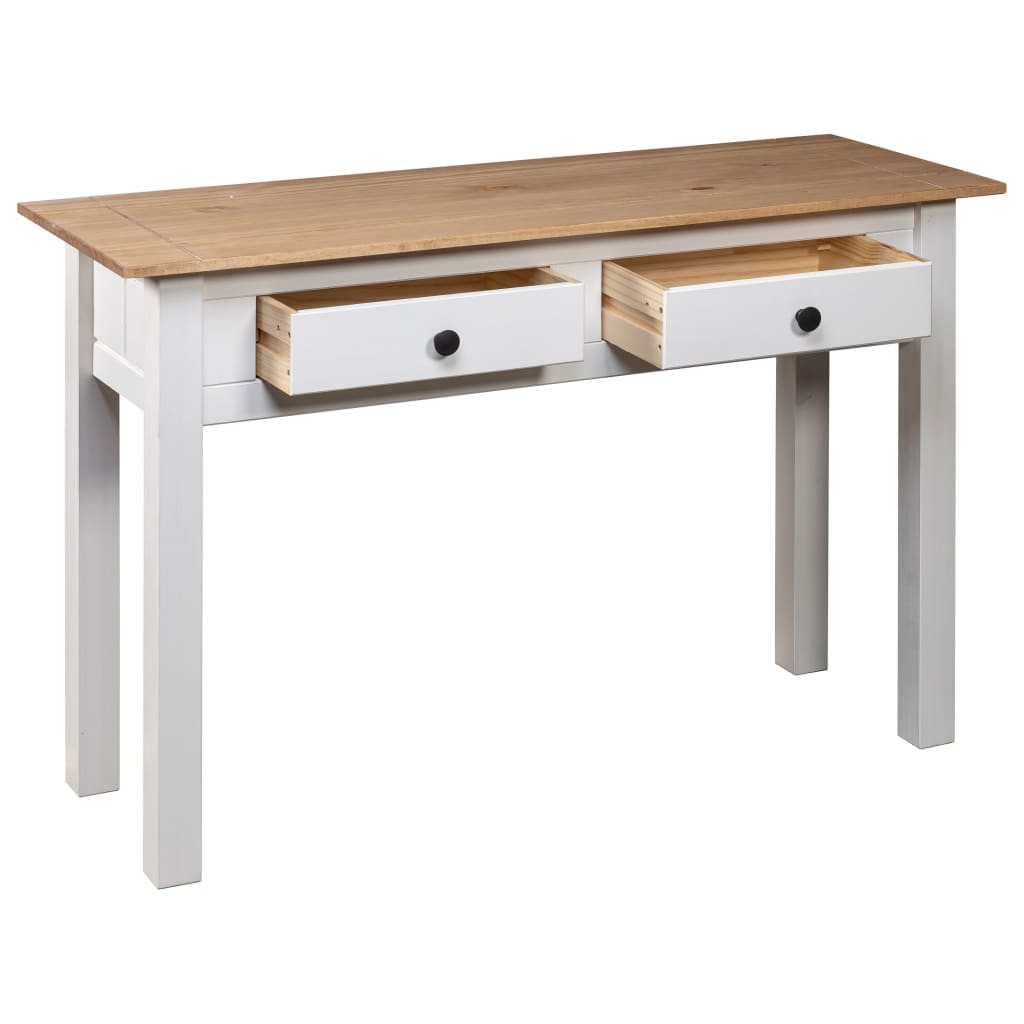 Tavolo Consolle Bianco 110x40x72 cm Legno Massello Pino Panama 282681