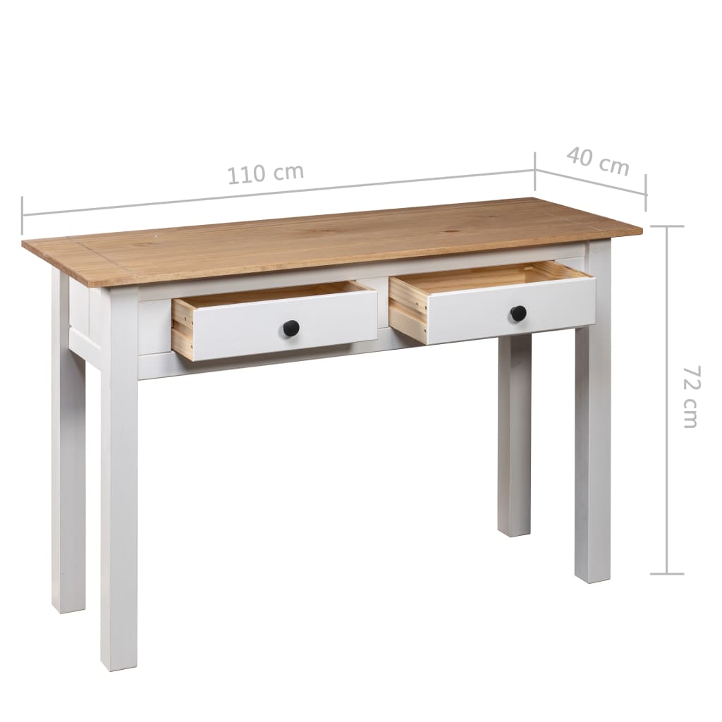 Tavolo Consolle Bianco 110x40x72 cm Legno Massello Pino Panama cod mxl 9473