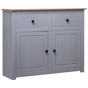 Credenza Grigia 93x40x80 cm in Legno Massello di Pino Panama 282698