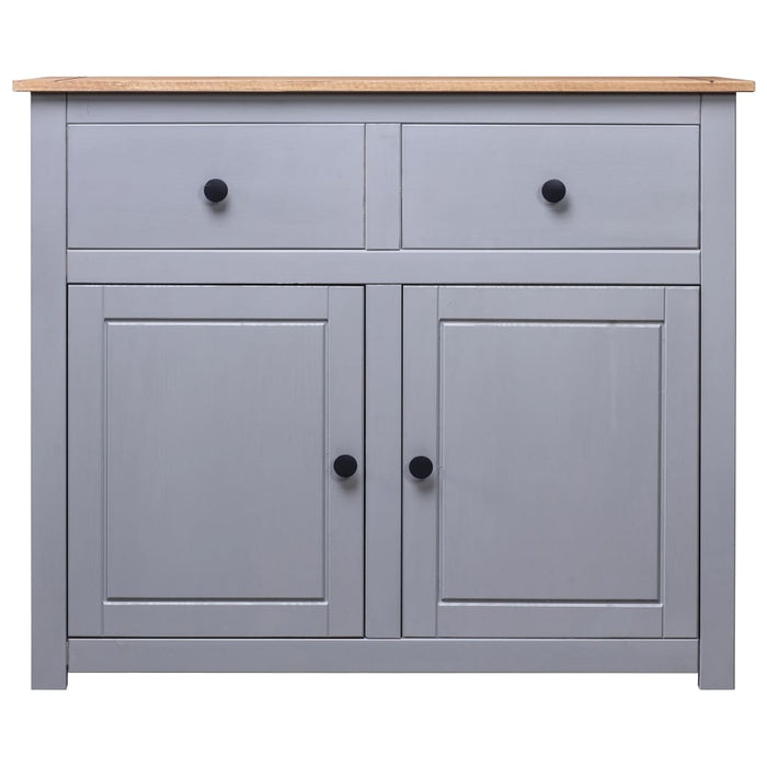 Credenza Grigia 93x40x80 cm in Legno Massello di Pino Panama 282698