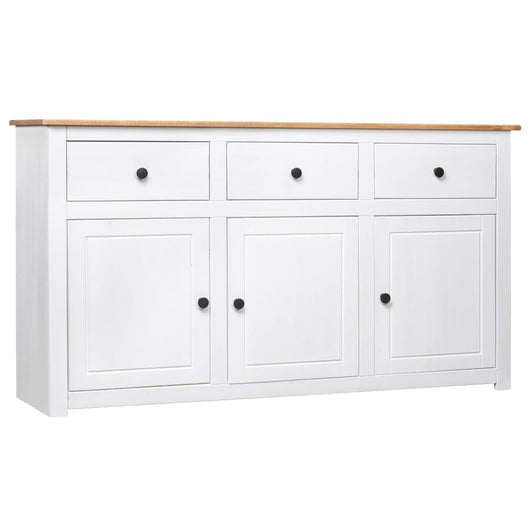 Credenza Bianca 135x40x80 cm in Legno Massello di Pino Panama cod mxl 7833