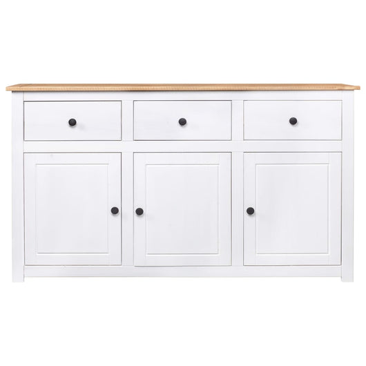 Credenza Bianca 135x40x80 cm in Legno Massello di Pino Panama cod mxl 7833