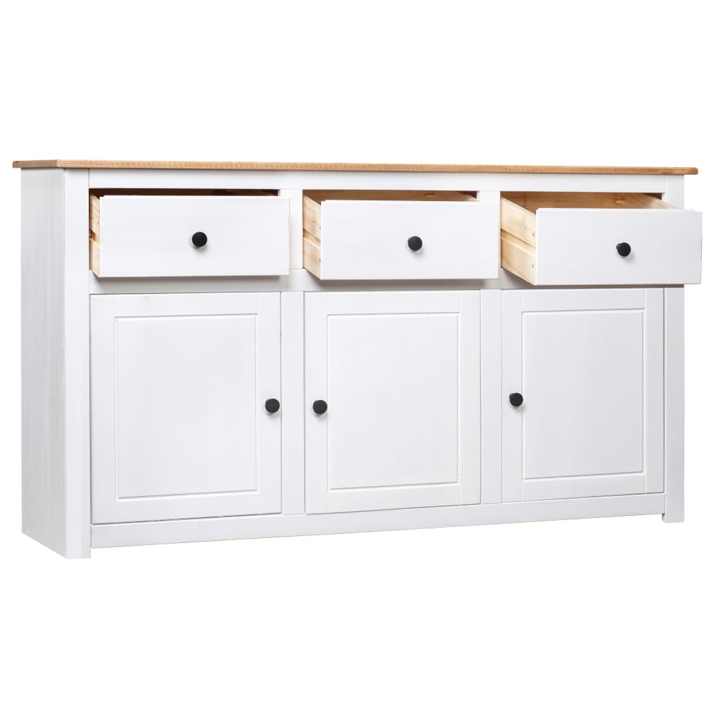 Credenza Bianca 135x40x80 cm in Legno Massello di Pino Panama cod mxl 7833