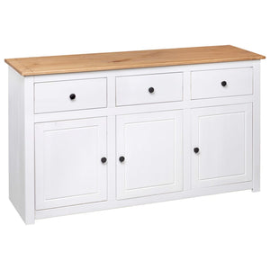 Credenza Bianca 135x40x80 cm in Legno Massello di Pino Panama cod mxl 7833