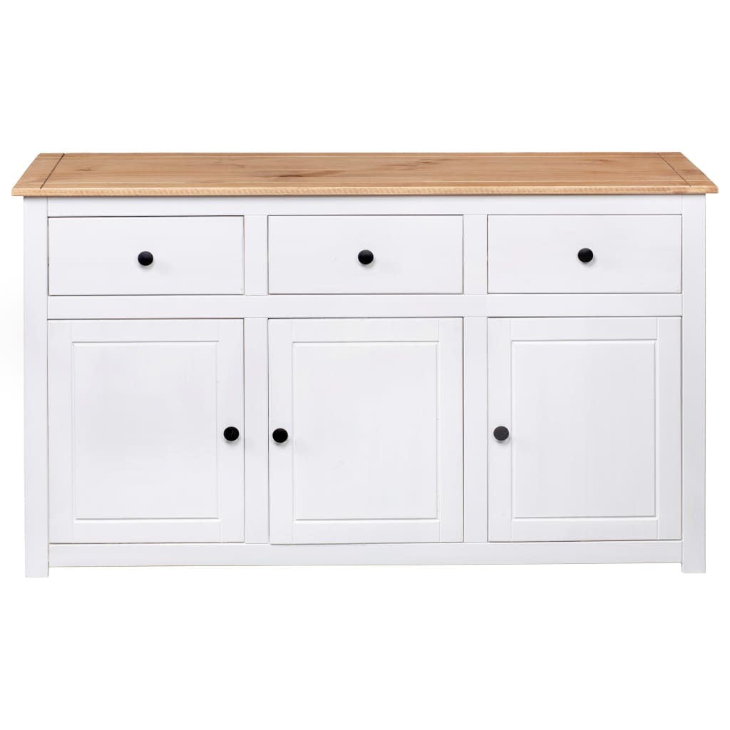 Credenza Bianca 135x40x80 cm in Legno Massello di Pino Panama cod mxl 7833