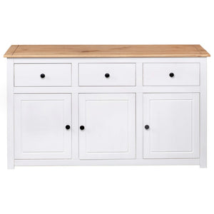 Credenza Bianca 135x40x80 cm in Legno Massello di Pino Panama cod mxl 7833