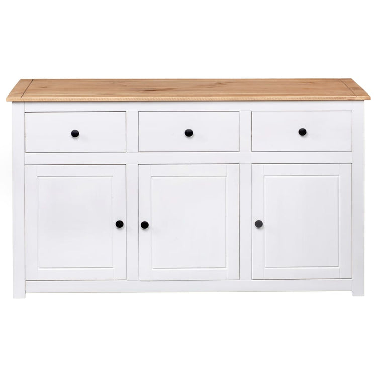 Credenza Bianca 135x40x80 cm in Legno Massello di Pino Panama cod mxl 7833