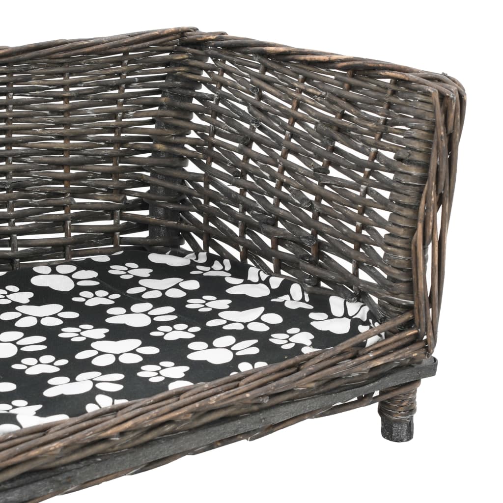 Cesta per Cani con Cuscino Grigio 50x33x30 cm Salice Naturale cod mxl 41147