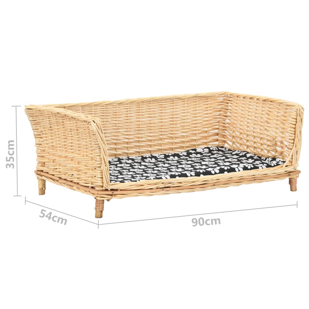 Cesta per Cani con Cuscino 90x54x35 cm Salice Naturale