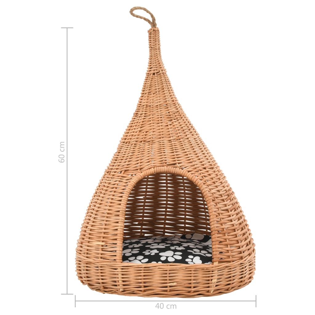 Cesta per Gatti con Cuscino 40x60cm Teepee Salice Naturale 170777