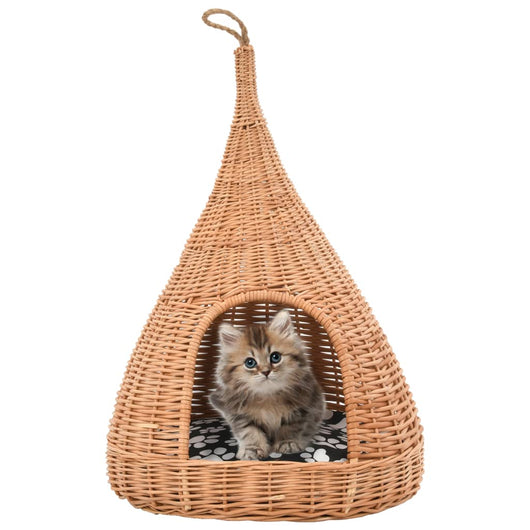 Cesta per Gatti con Cuscino 40x60cm Teepee Salice Naturale 170777