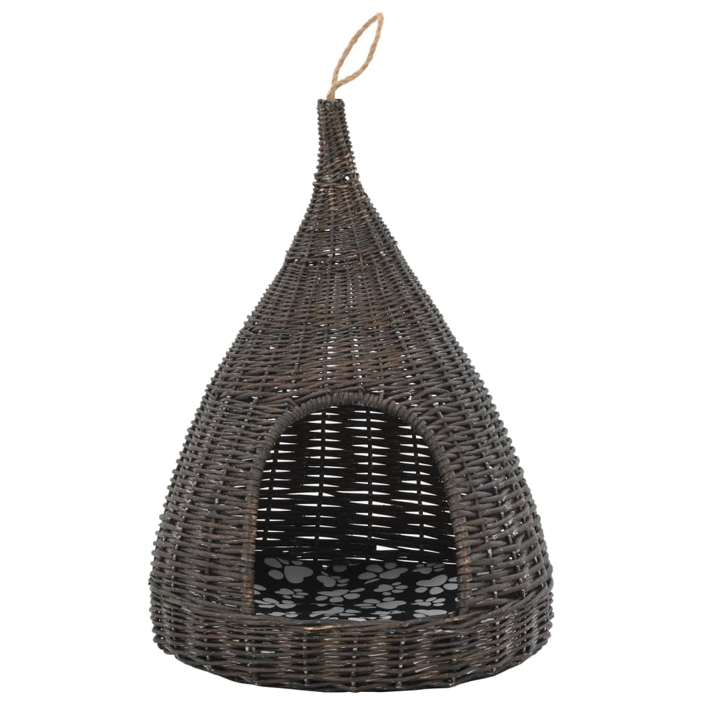 Cesta per Gatti Cuscino Grigio 40x60cm Teepee Salice Naturale 170778