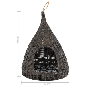 Cesta per Gatti Cuscino Grigio 40x60cm Teepee Salice Naturale 170778