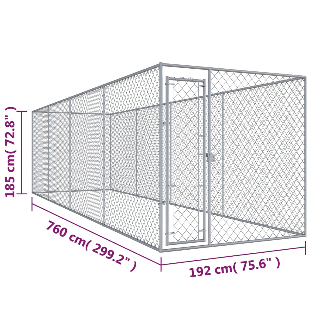 Recinzione per Cani da Esterno 760x192x185 cm 145030